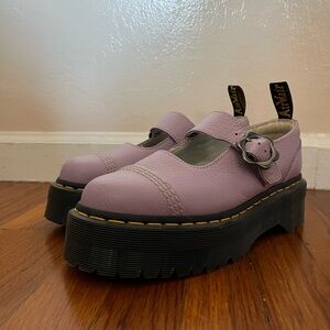 Dr. Martens Addina Flower Buckle Leather Shoes - Lilac